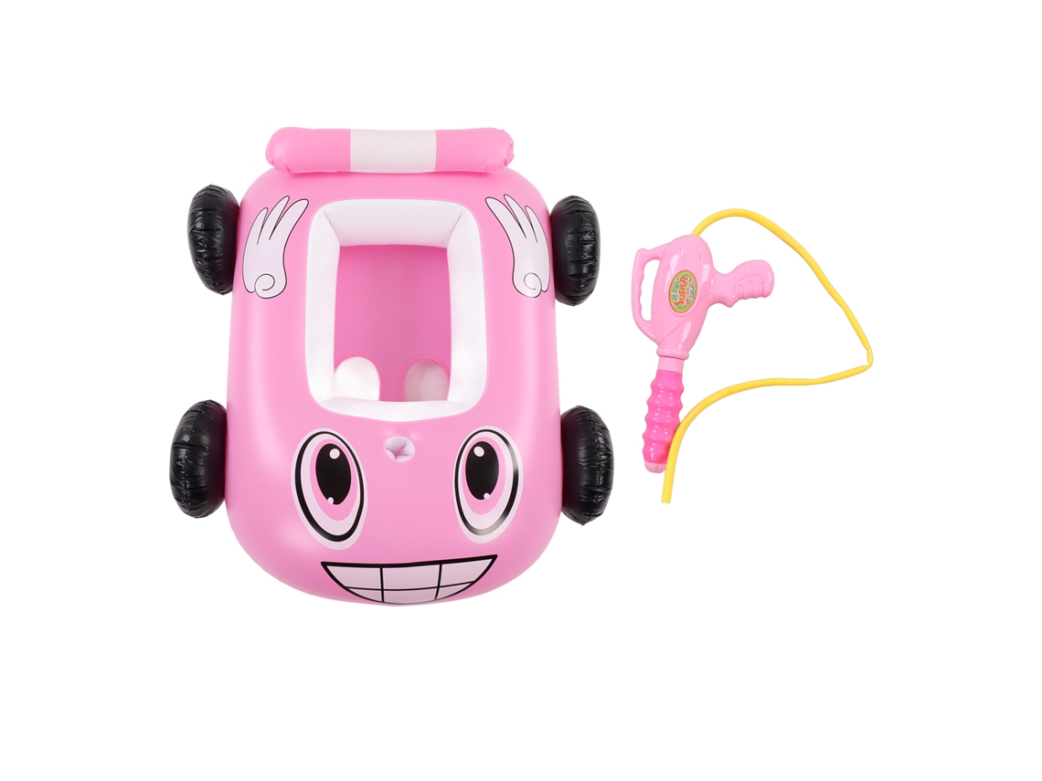 Barco inflable flotante, coche de bomberos rosa, para niños, verano