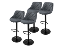 4X Bancos de Bar Antracite Cadeiras com Assentos Ajustáveis Ao Encosto 62-82 Cm ML-DESIGN