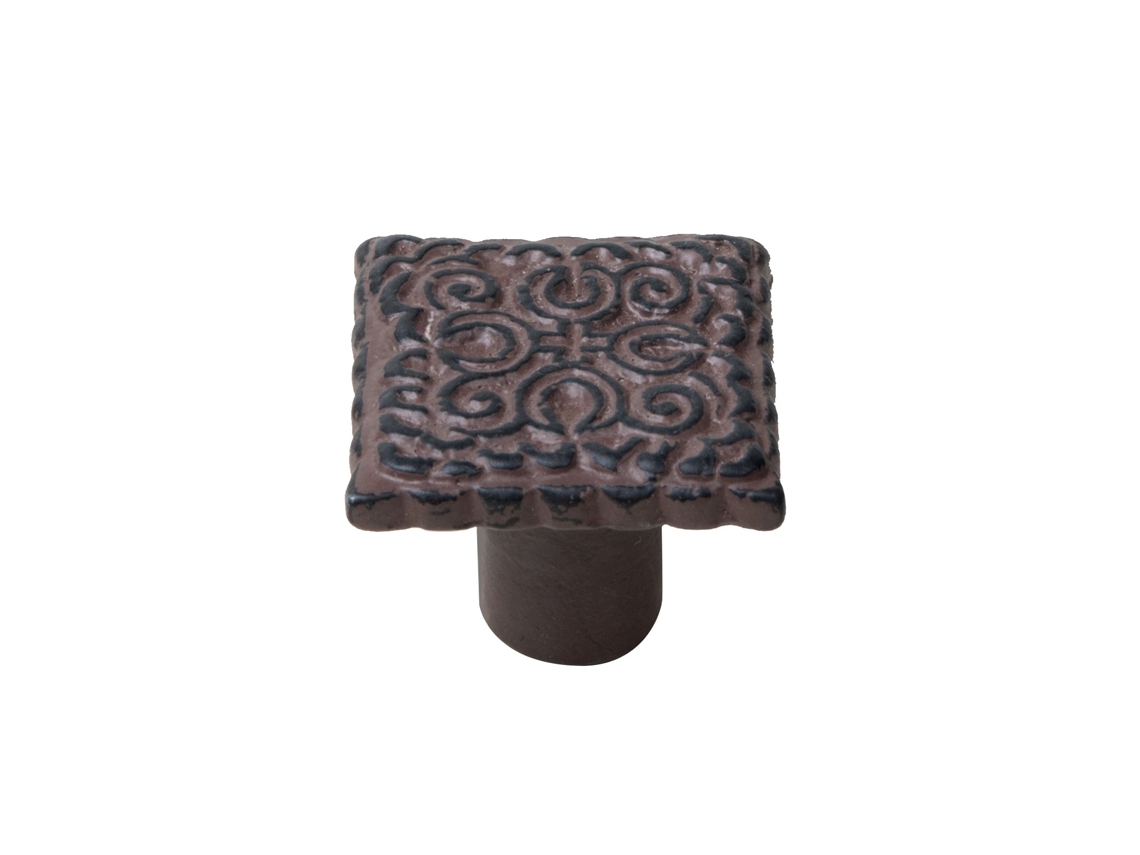 Pomo Para Muebles 32x32 Mm De Diámetro Hierro Envejecido Con Pátina Marrón Mate Juego De 24 Piezas