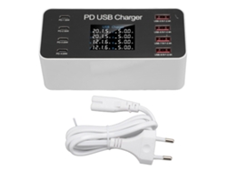 Cargador Usb Pd De 8 Puertos Y 65 W Con Protección Contra Sobretensión Y Fugas Para Teléfonos Móviles, Tabletas Y Portátiles De 100-240 V.