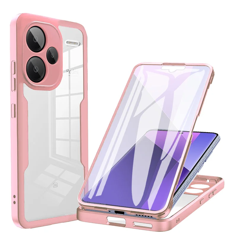(rosa, Redmi Note 14 Pro 4g (global)) Funda Protectora De Pantalla Full Pack 360°, Anti-choque Y Anti-huellas Dactilares, Protección Total