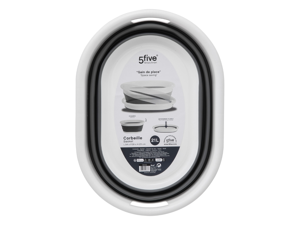Cesto Plegable 21L Gris Y Blanco 5 FIVE SIMPLY SMART