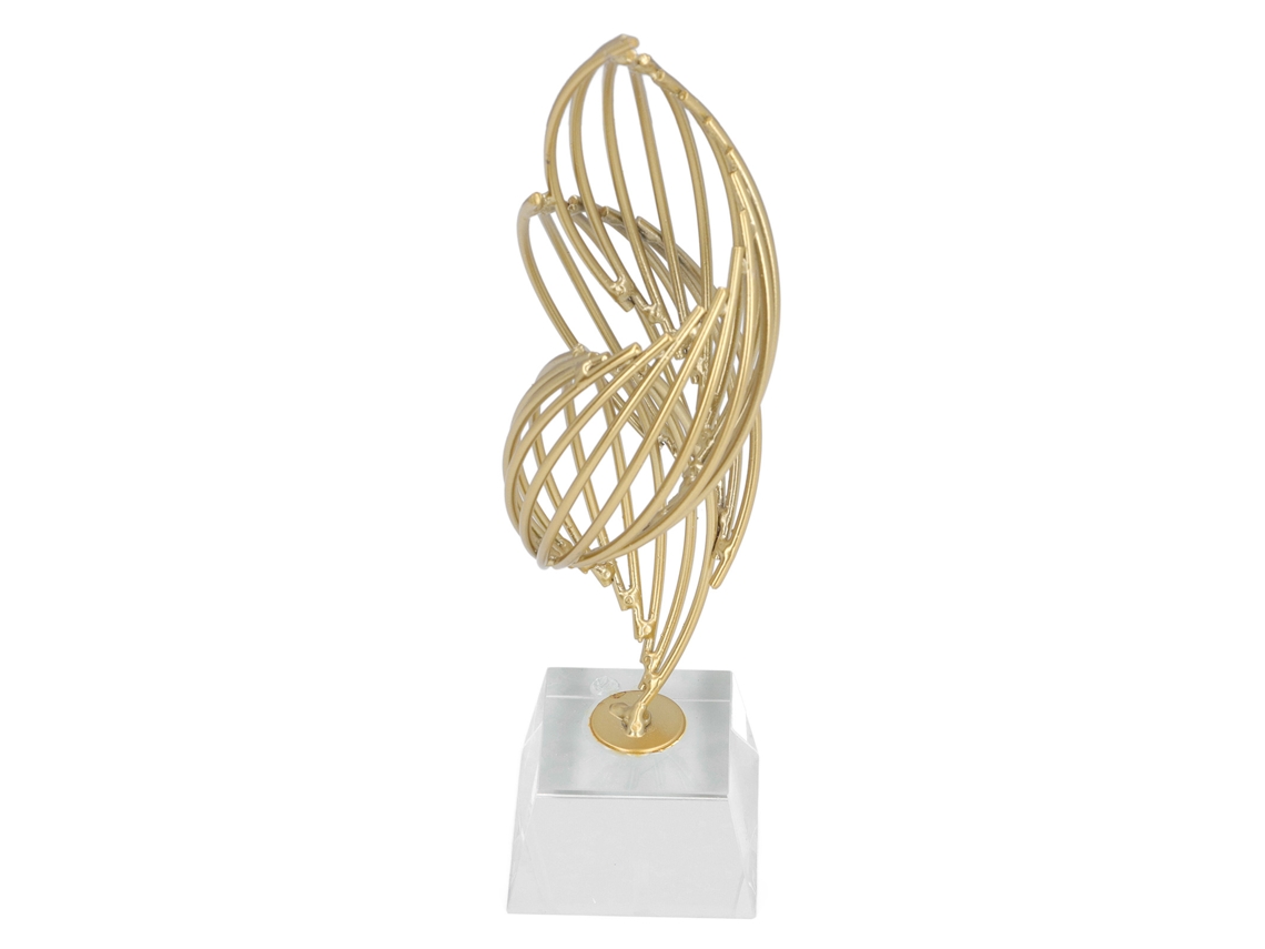 Escultura abstracta de metal con base, arte moderno, decoración del hogar, estatua de mesa de cristal blanco.