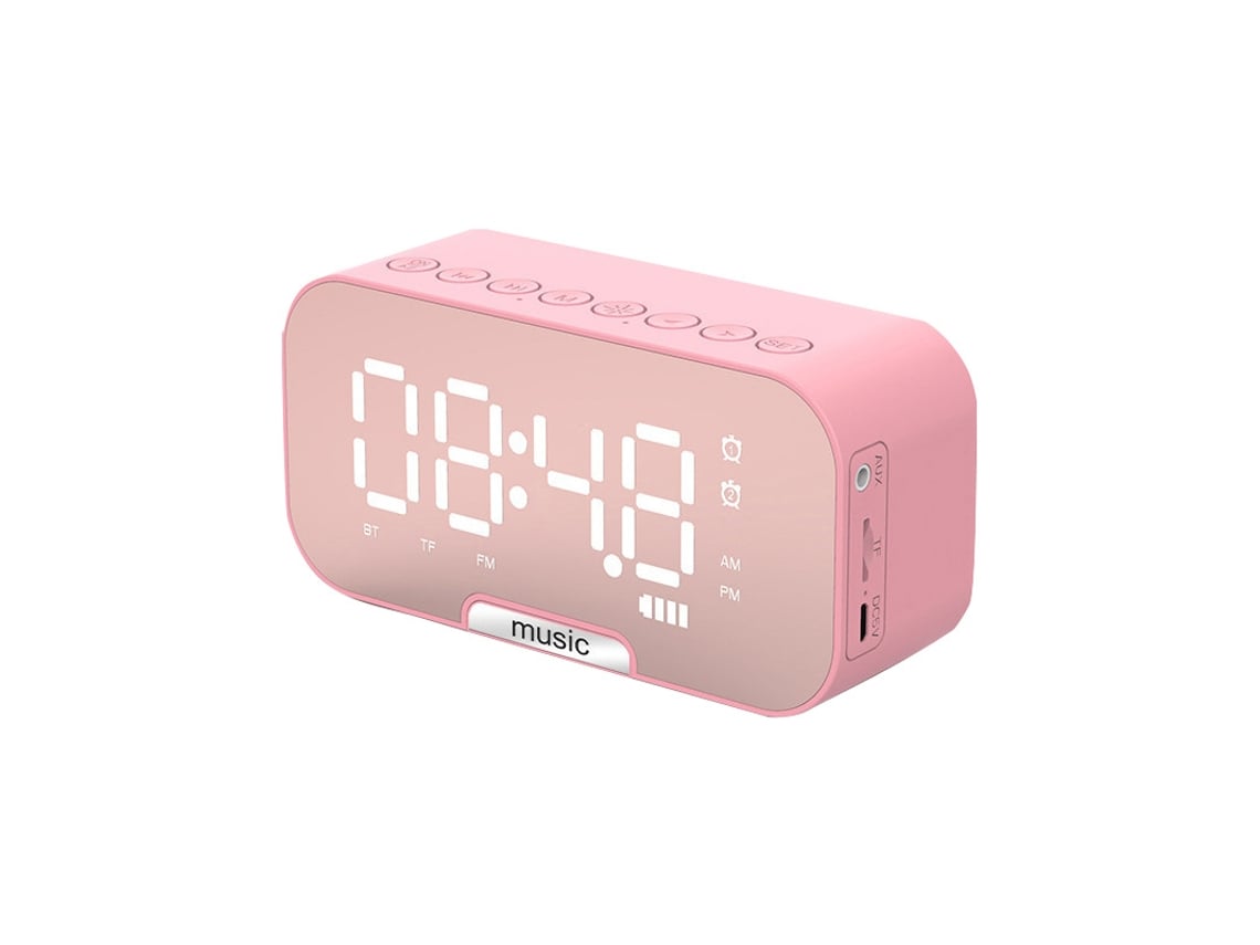 Alarme Digital, Com Rádio Fm, Conexão Sem Fio Bluetooth 5.0, Espelho, Tela Led E Alto-falante - Branco.