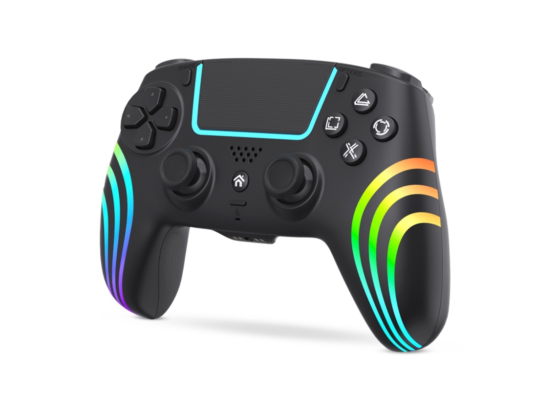 Mando Bluetooth Negro Compatible Ps4 Pc Rgb Vibración Seis Ejes Programable Batería Larga