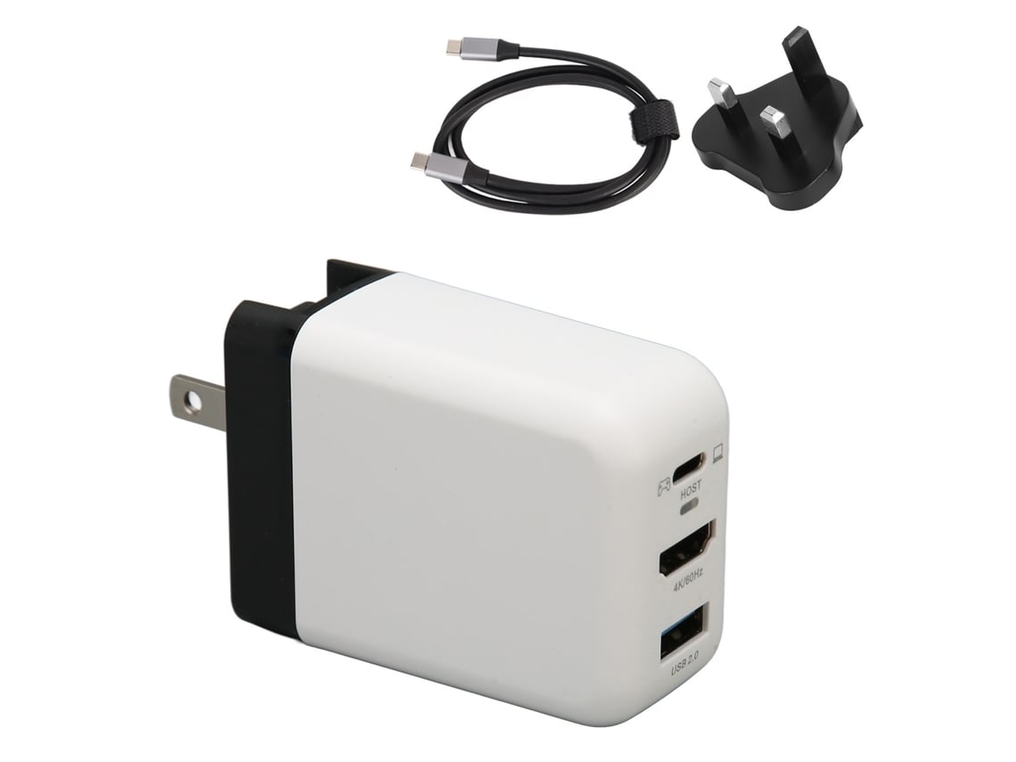Cargador Plegable Gan De 65 W Con Usb-c, 3 Puertos Y Hdmi 4k 60 Hz Para Switch, Tv Y Monitor (enchufe Británico)