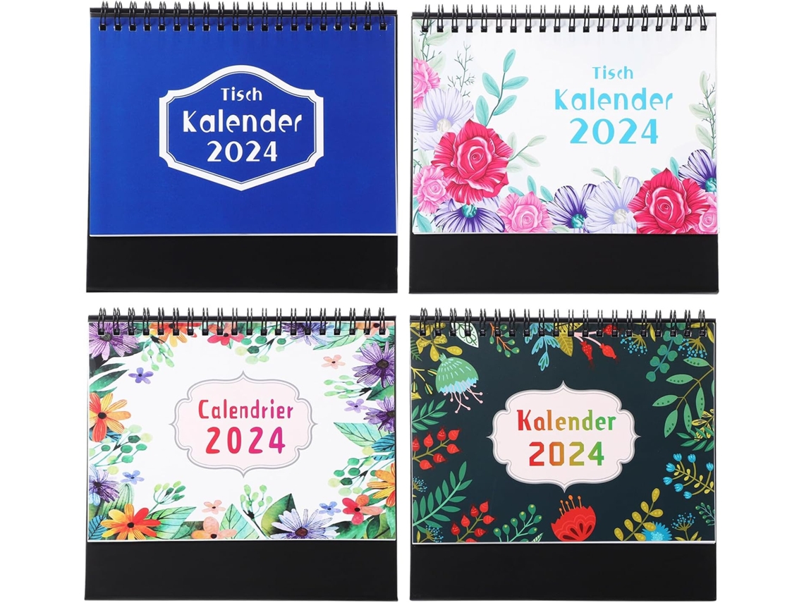 Juego de 4 calendarios mensuales decorativos de escritorio, planificadores para la oficina y el hogar.