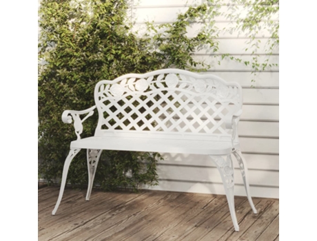 vidaXL Banco de jardín de aluminio fundido blanco 108 cm