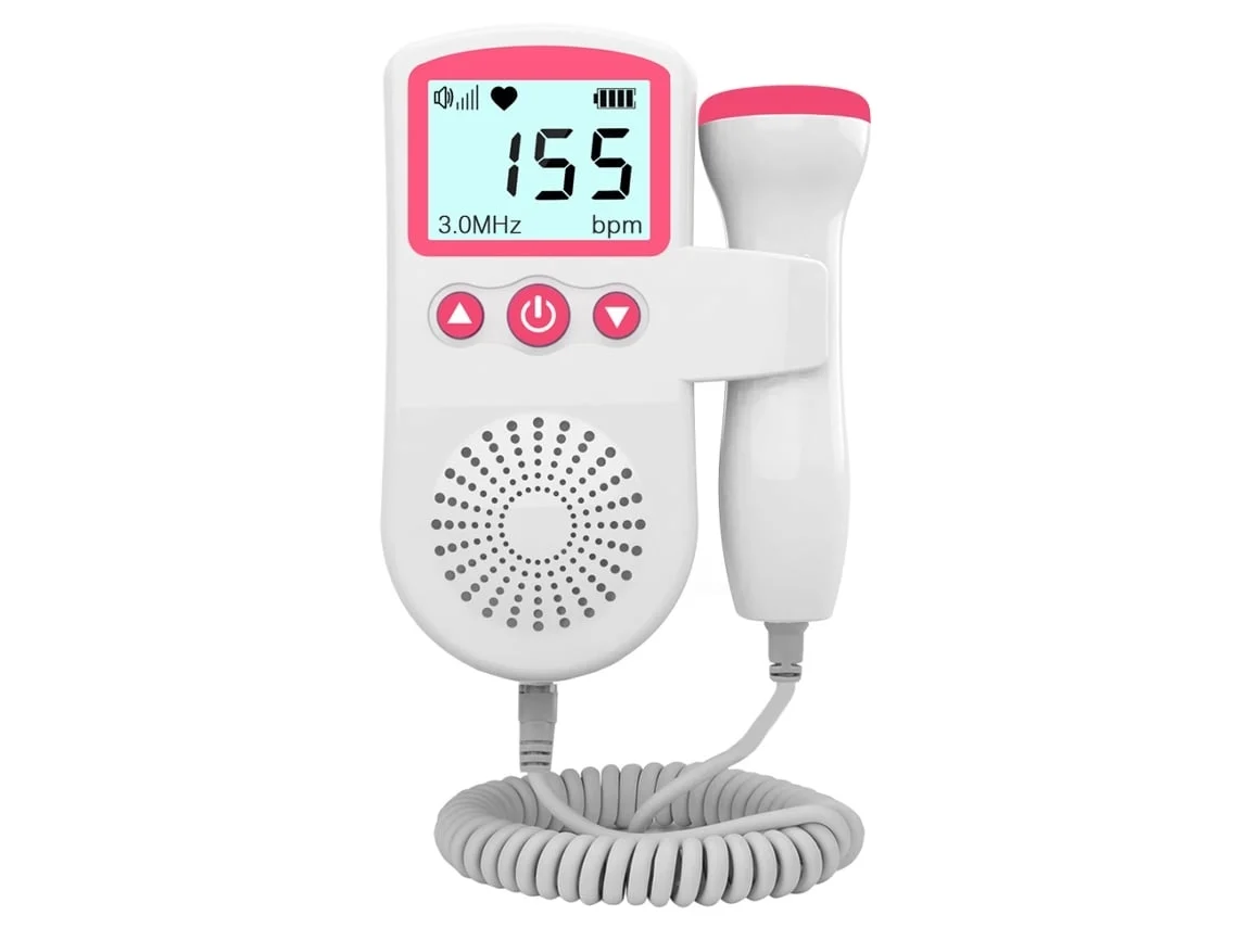Doppler Fetal Rosa, Monitor De Frecuencia Cardíaca Para Bebés, Pequeño Y Práctico.