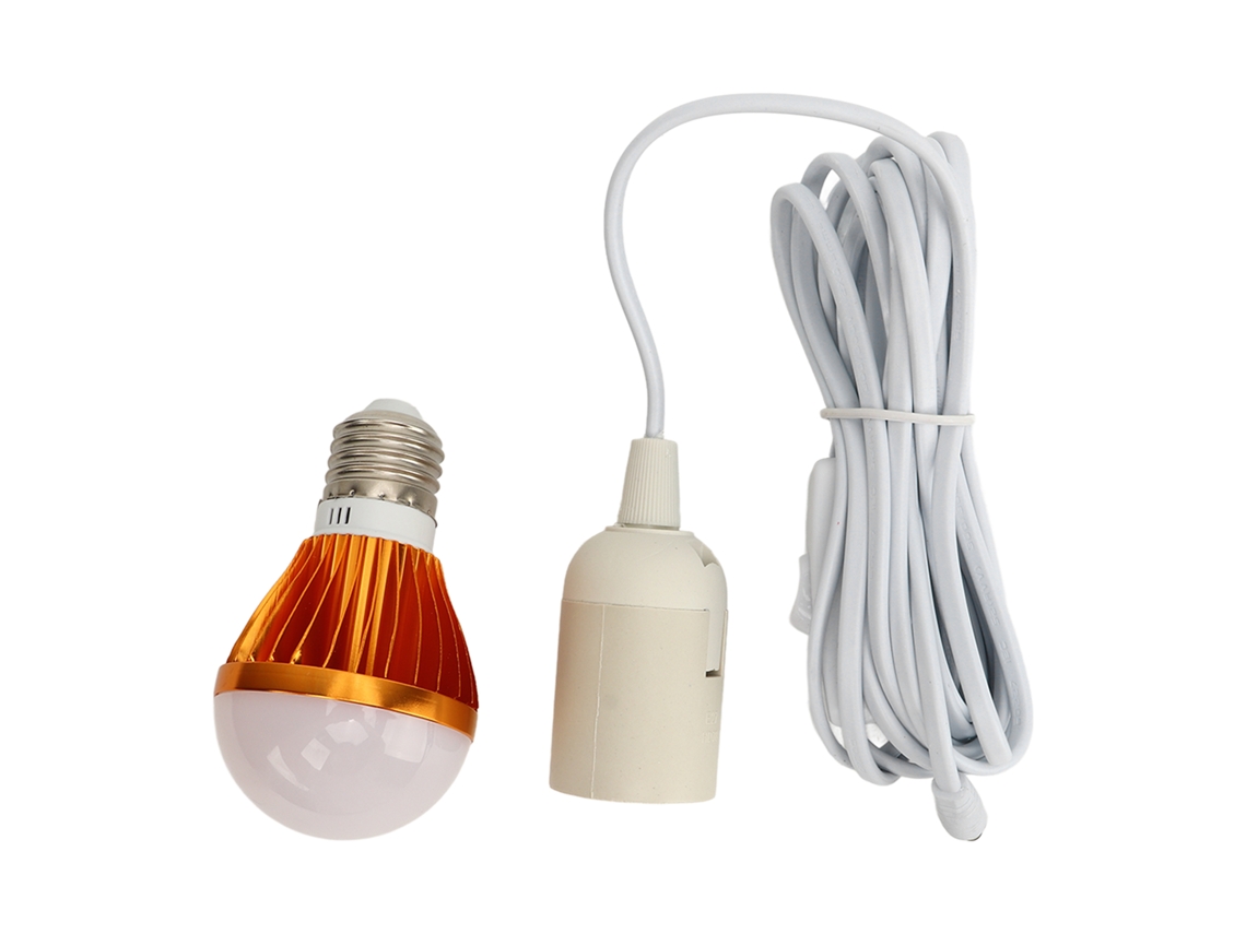 Yncm2026-bombilla Led E27 12v Cc 5w Luz Blanca Cálida Con Cable De 3 Metros Para Hogar
