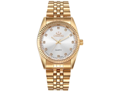 VEANXIN Gold Watch Par de relojes de pulsera de acero inoxidable-macho y blanco