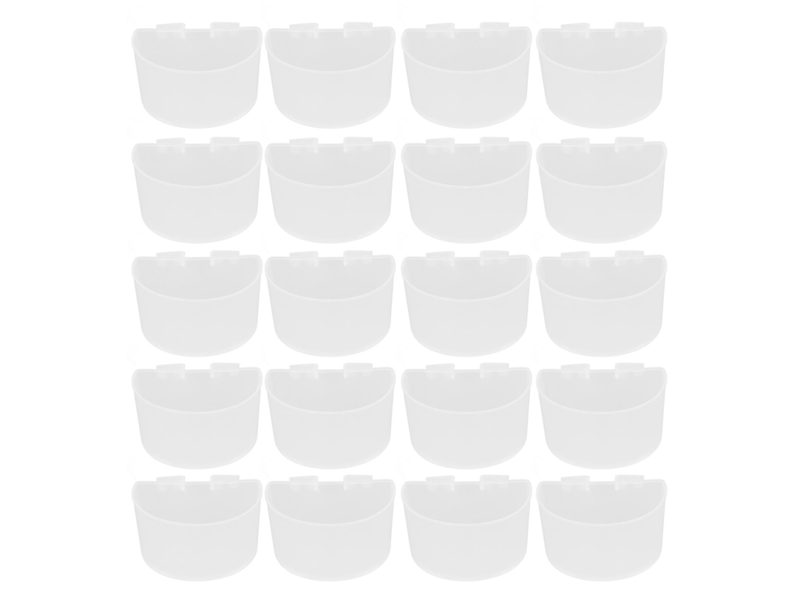 20 Piezas De Comederos Y Bebederos De Plástico Para Pájaros, Para Jaula, 11x6cm, Color Blanco.