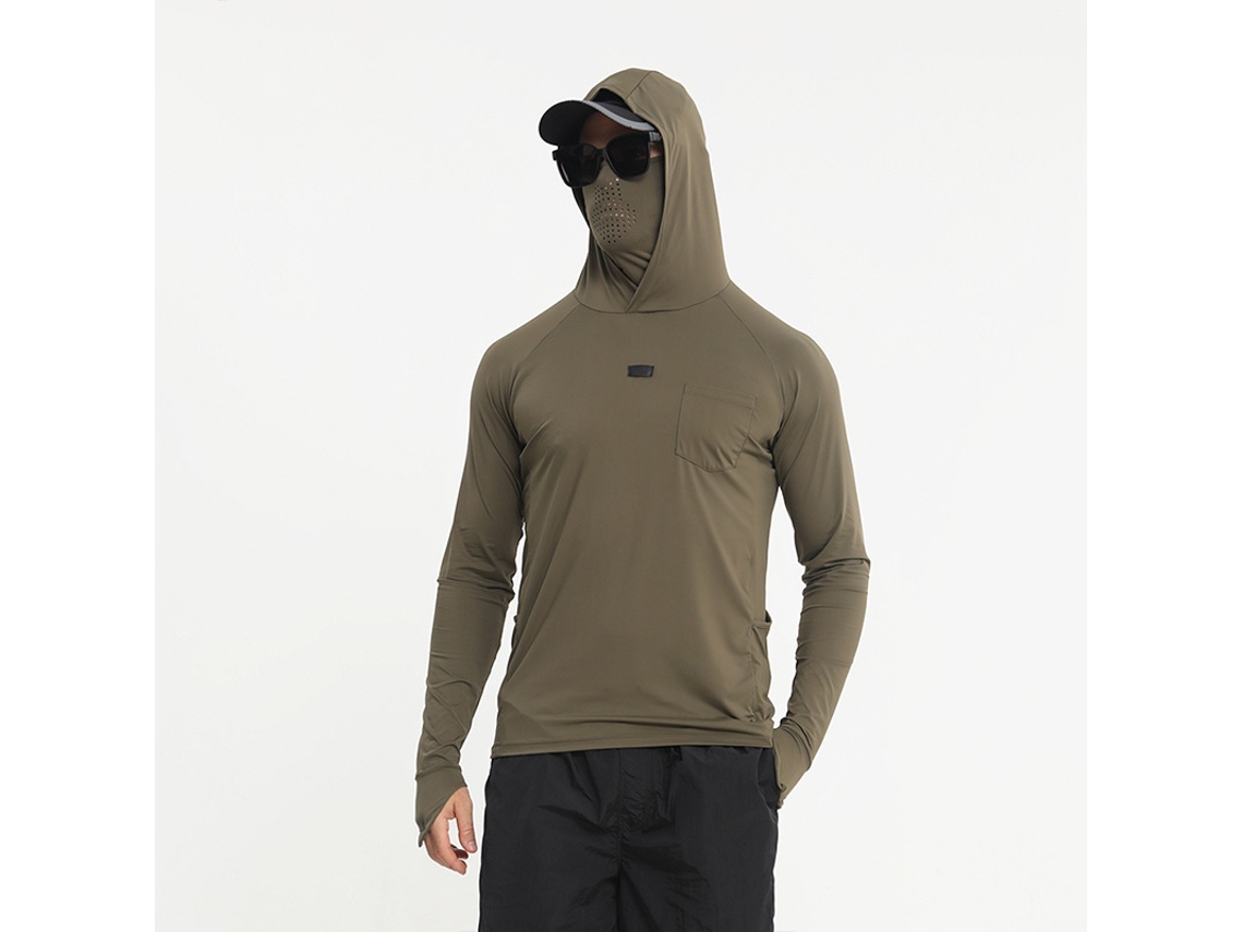 Camisa de manga larga para hombre Yuysan con protección solar y mascarilla, ideal para la pesca, de secado rápido y con protección UV.