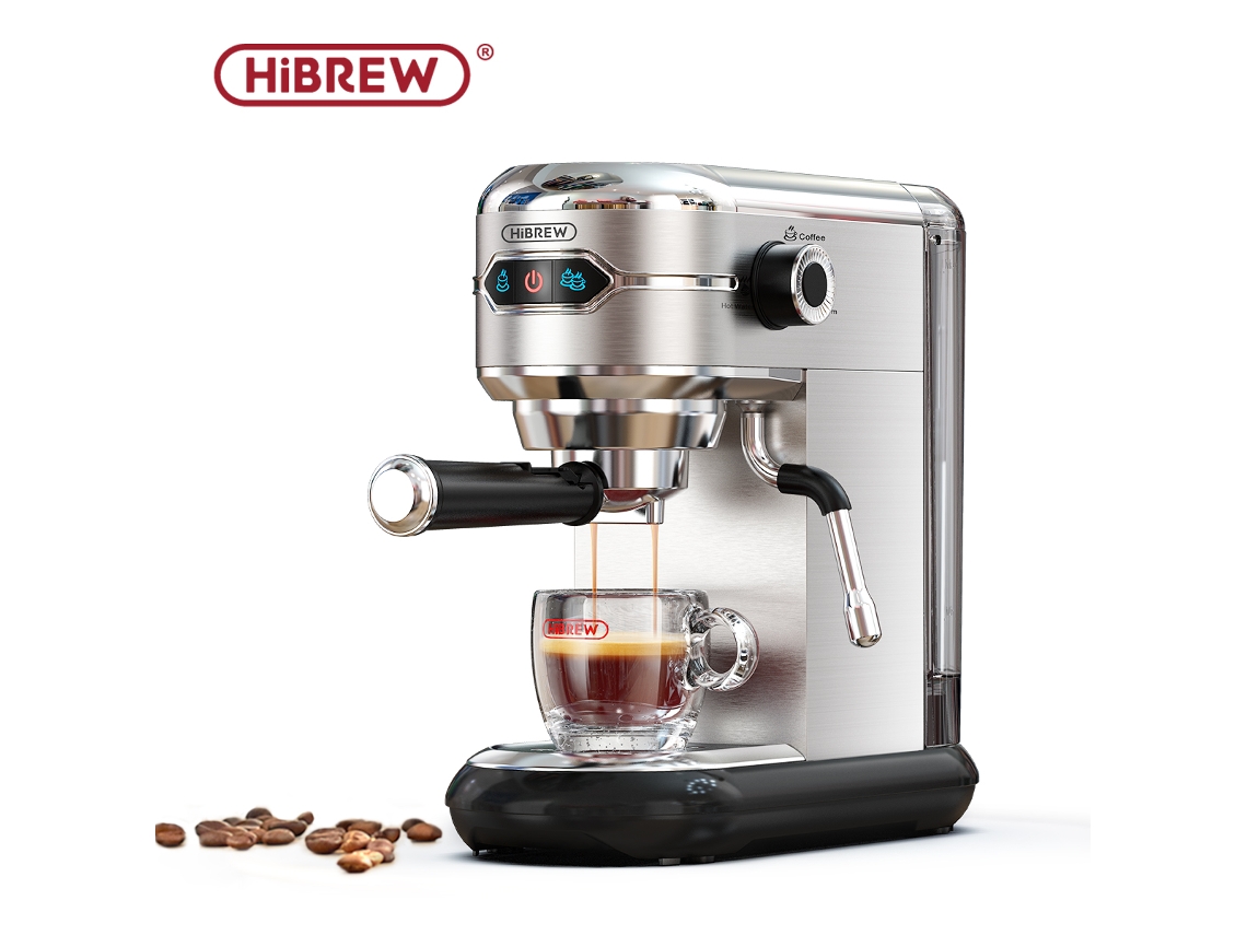 Cafetera semiautomática de acero inoxidable de 20 bares, súper delgada, para cápsulas y café en polvo, agua caliente H11 Hibrew