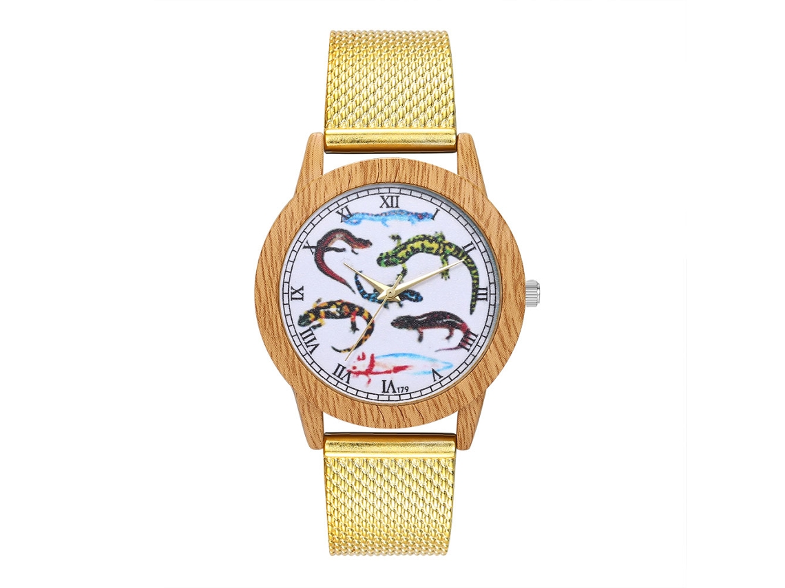 Reloj De Pulsera Analógico De Cuarzo Con Correa De Malla Oro Para Mujer Y Hombre Zhoulianfa