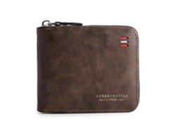 Cartera triple con cierre de seguridad RFID, marrón oscuro