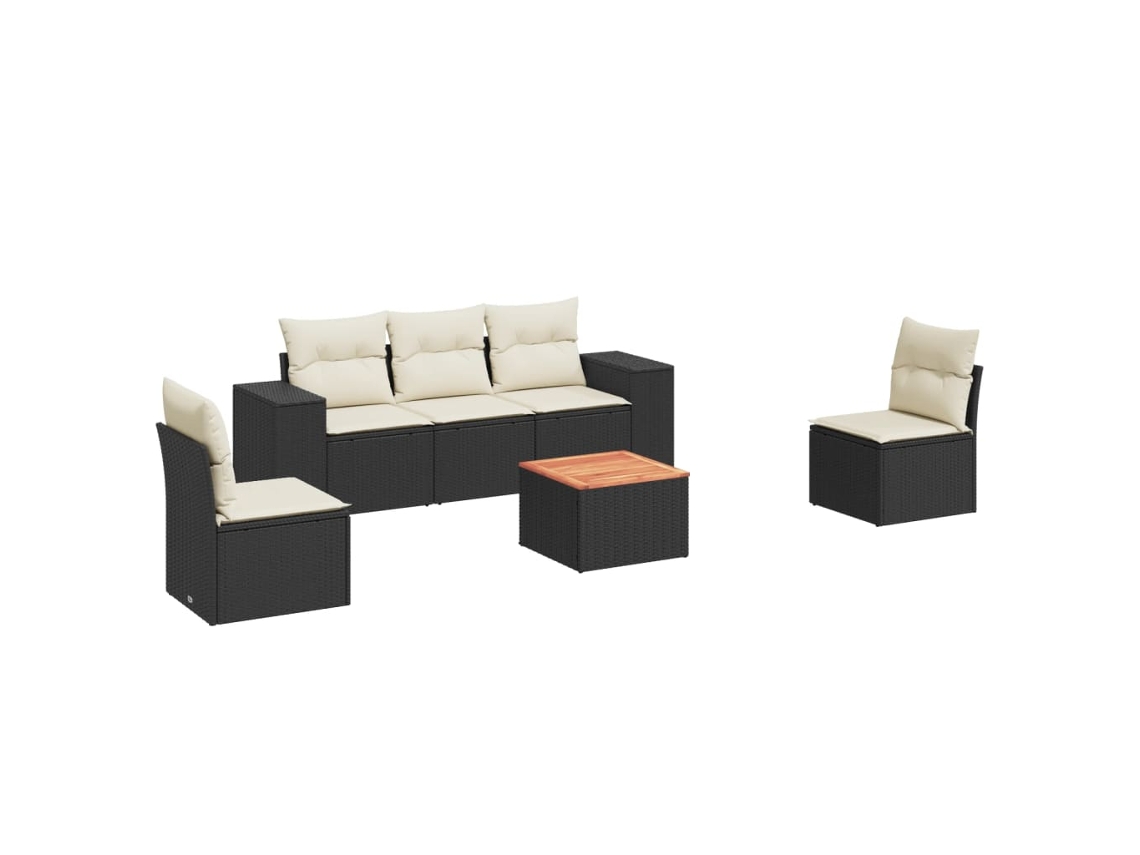 Maison Exclusive - Set De Sofás De Jardín 6 Piezas Y Cojines Ratán Sintético Negro