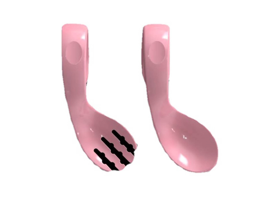 Cuchara Flexible Para Bebés Con Boca Pequeña Y Curva, Reutilizable, Para El Entrenamiento De La Autoalimentación, Color Rosa.