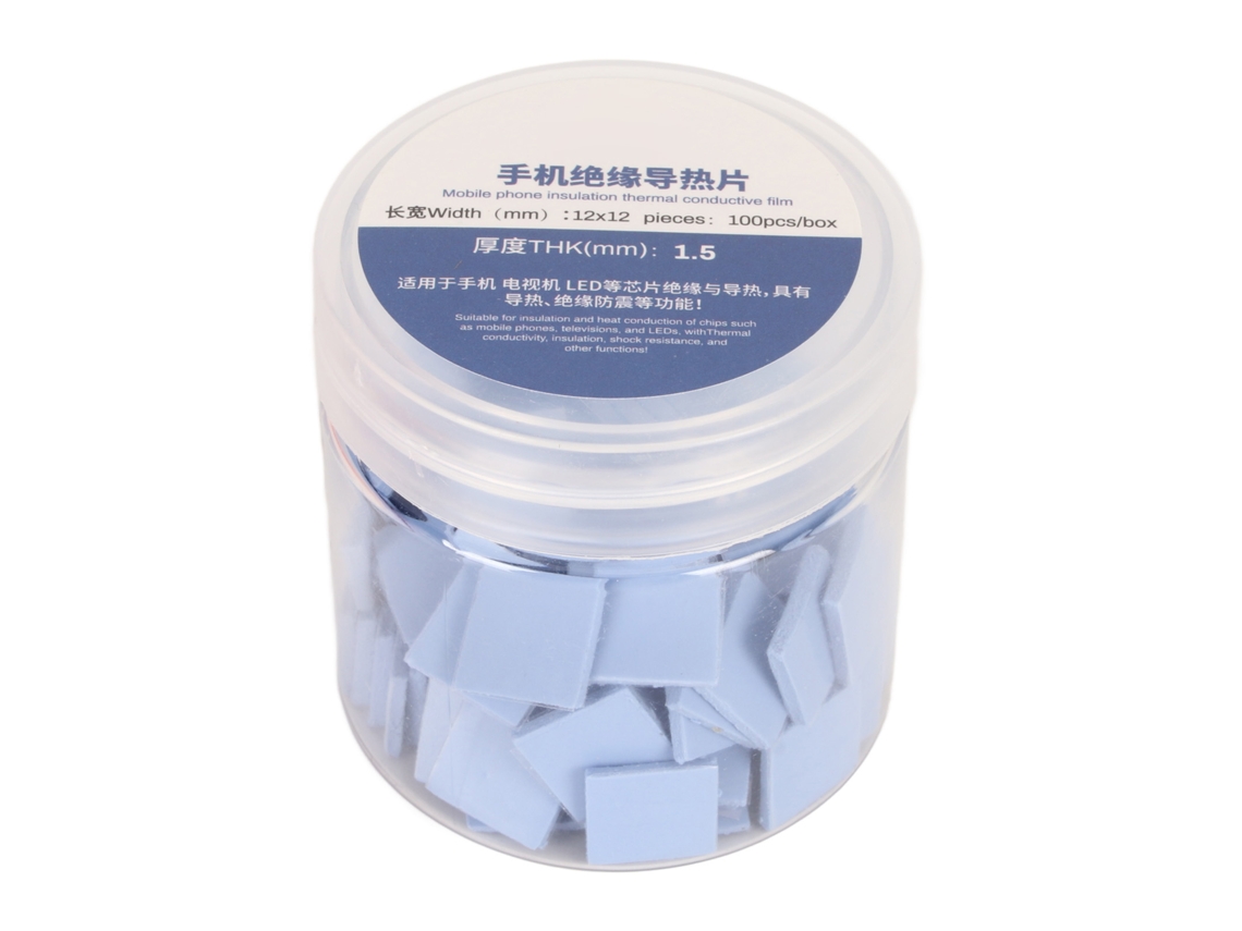 100 Almohadillas Térmicas De Silicona De 12x12x1,5 Mm Con Alta Conductividad Térmica Para Teléfonos Móviles Y Ordenadores.