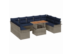 Maison Exclusive - Conjunto De Sofá De Jardín 10 Pcs Gris Poliratán