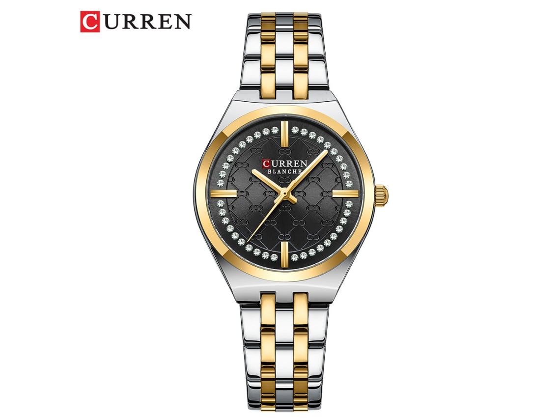 Reloj De Cuarzo Romano Para Mujer (negro Y Dorado), Resistente Al Agua, Redondo.