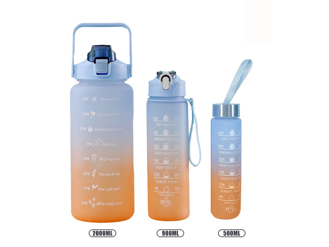 Conjunto de 3 Botellas com Pajita