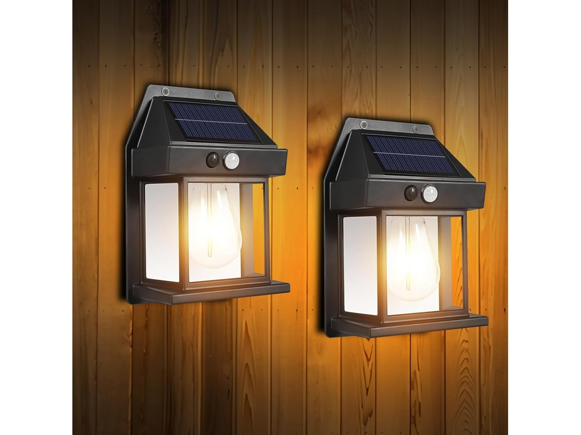 Faroles Solares Exteriores, Paquete De 2 Unidades, Impermeables Ip65, Con Detector De Movimiento Y 3 Modos De Iluminación: Iluminación Solar (negro)