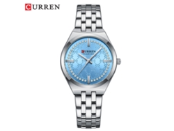 Reloj de cuarzo romano para mujer (azul), resistente al agua, redondo.