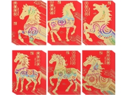 72 Sobres Rojos Para El Año Nuevo Chino 2026, Del Caballo, Papel Resistente, Ribete Dorado