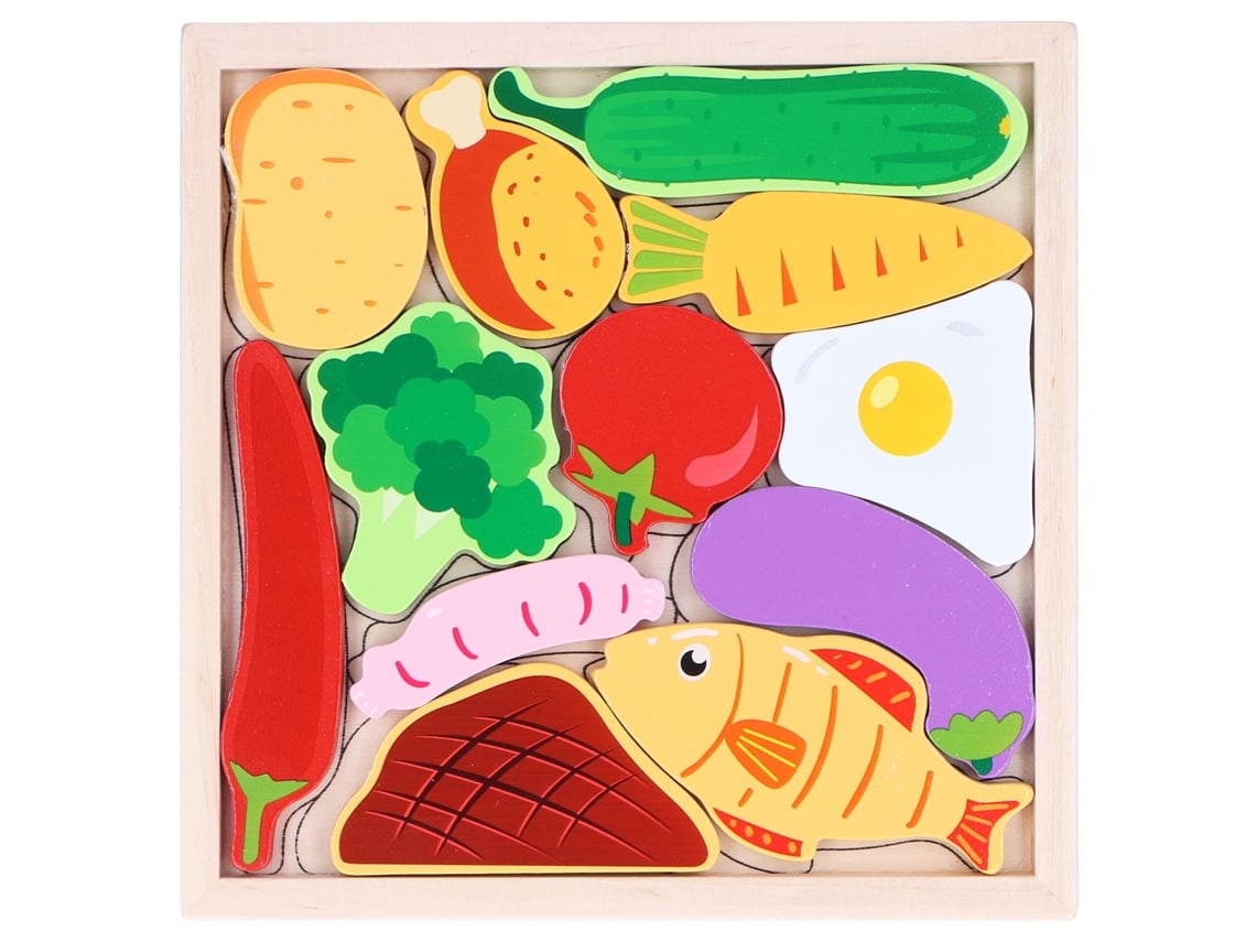 Ats-rompecabezas De Vegetales De Madera Para Niños Bebés Juguete Educativo De Aprendizaje Temprano Regalo