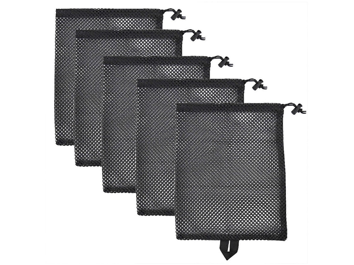 Bolsa para guardar ropa interior, bolsa de compras de malla negra, bolsa de algodón ecológica plegable, paquete de 5 unidades.