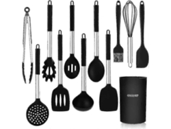 Utensilios de cocina de silicona, juego de 12 piezas de silicona resistente al calor, incluye cuchara y espátula. Nostalgia88