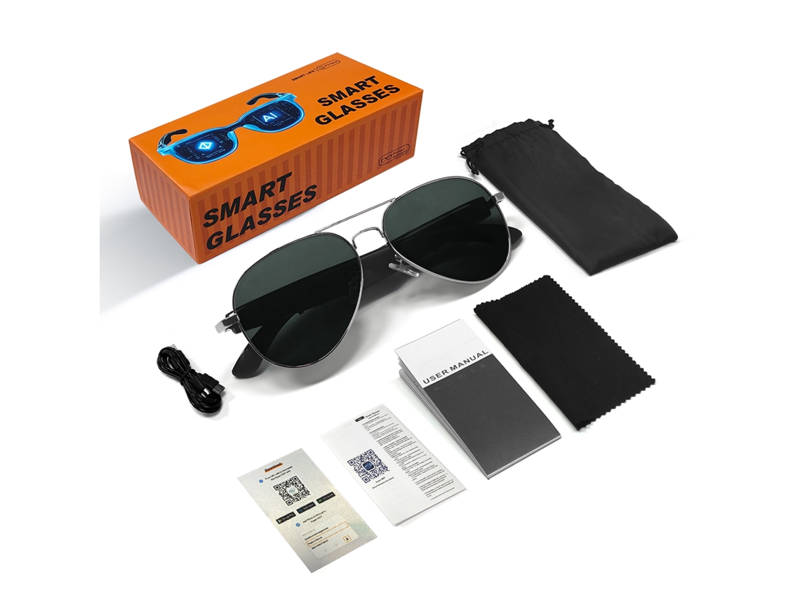 Gafas inteligentes Eifson F18 con traducción en tiempo real a más de 100 idiomas (gris plateado)