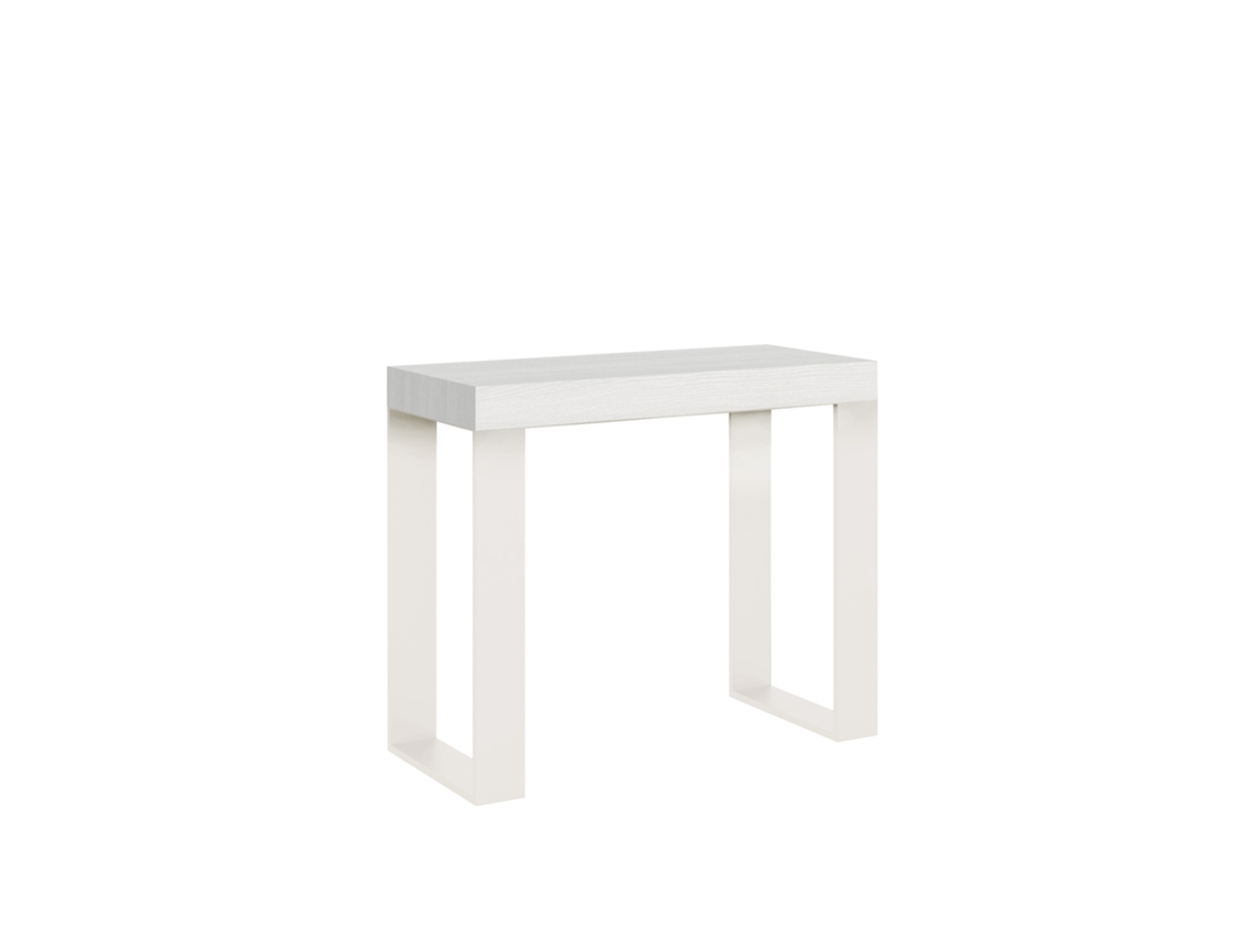Consola extensible 90x40/300 cm Tecno Fresno Blanco estructura Blanca