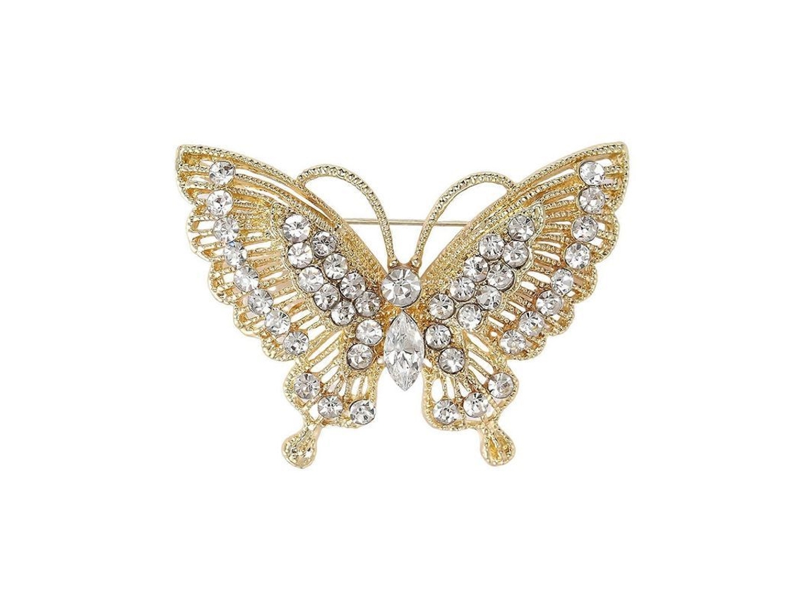 Broche Retro De Mariposa Para Mujer Con Diamantes De Imitación, Antideslizante, Duradero, Para Chaqueta, Camisa, Sombrero.