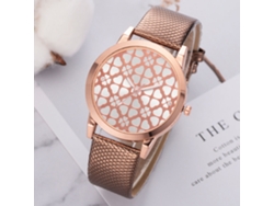 Reloj De Pulsera Para Mujer Con Correa De Piel Sintética Imitación Cocodrilo Y Diamantes De Imitación Marrones.