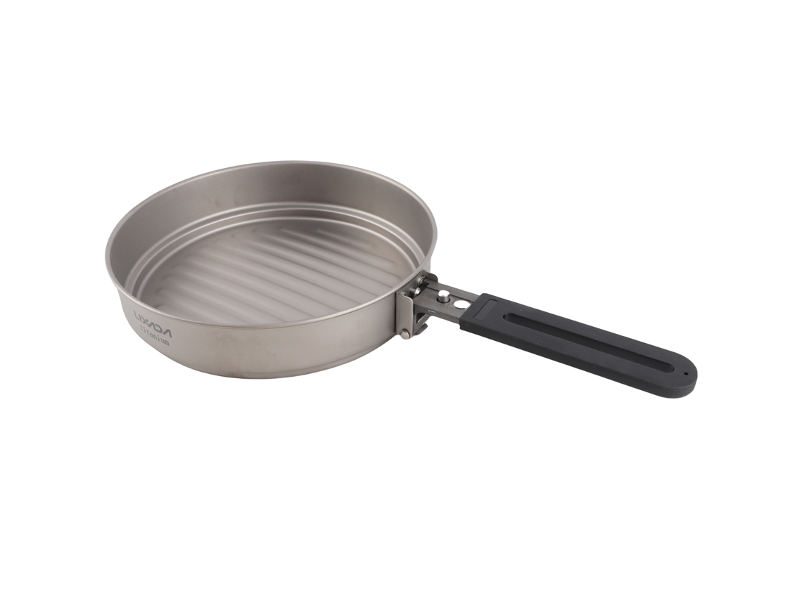 Sartén Lixada Titanium De 1100 Ml, Ultraligera Con Mango Plegable Para Camping Y Uso Al Aire Libre.
