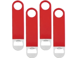 4 Abridores De Botellas De Acero Inoxidable Planos Portátiles Para Vino Y Cerveza Rojos