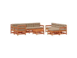 Maison Exclusive - Conjunto De Sofás De Jardín 10 Pcs Marrón Cera