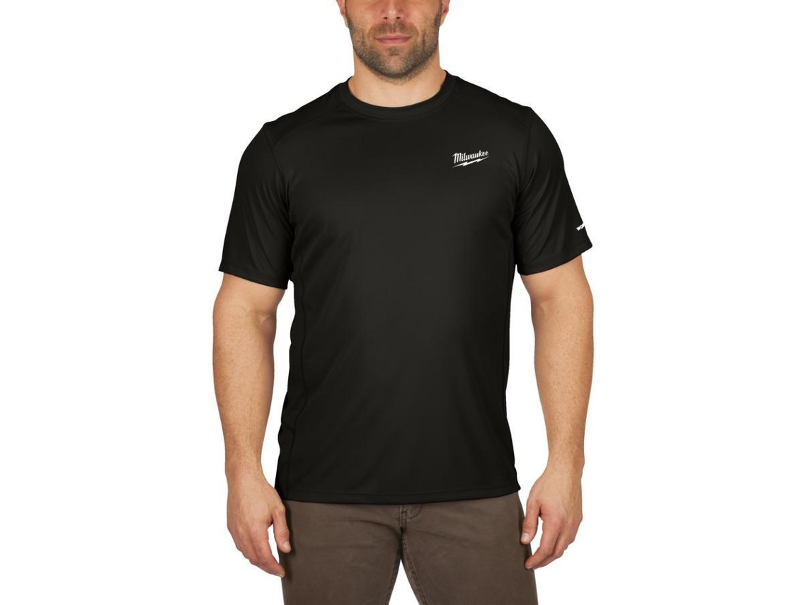 Camiseta de trabajo de manga corta negra clara Wwssbl S Milwaukee