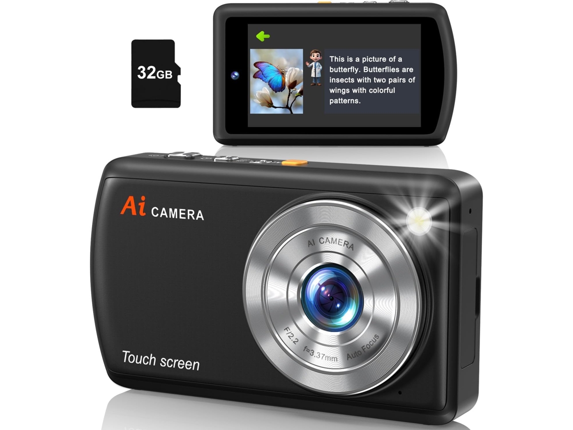Cámara Digital Con Ia, Wifi Para Fotografía Con Reconocimiento De Objetos, Color Negro
