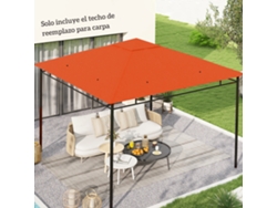 Cobertura De Substituição Pmm Capitali 300x300 Cm Para Gazebo De Jardim, Pavilhão Externo Com 8 Orifícios De Drenagem E Ventilação, Laranja.