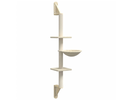 vidaXL Árbol rascador para gatos de pared crema 142,5 cm