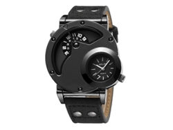 Reloj de pulsera Miler para hombre con esfera grande, movimiento dual y correa de lona Hengrongshen