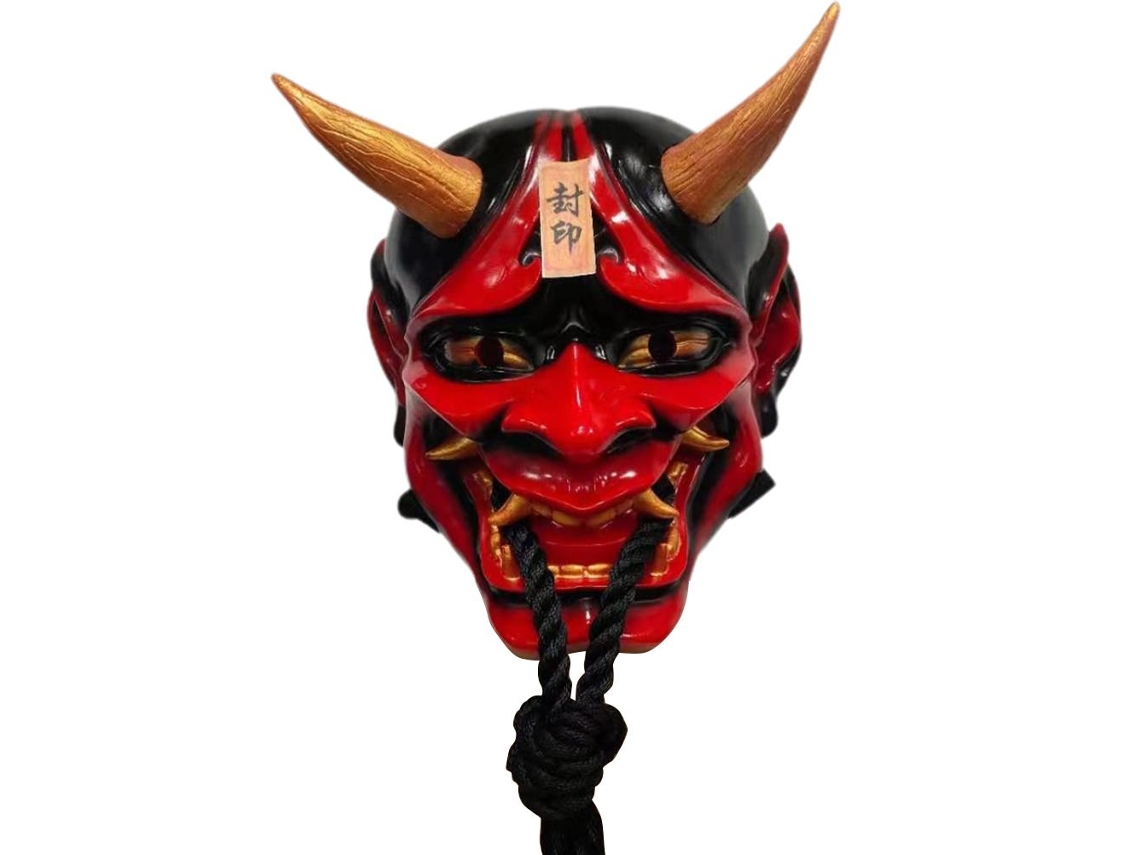 Máscara Facial De Resina Japonesa Para Cosplay, Disfraz De Terror Para Halloween, Accesorios Para Carnaval