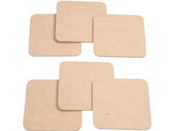 6 Posavasos De Madera, Para Decorar - 10 X 10 Cm