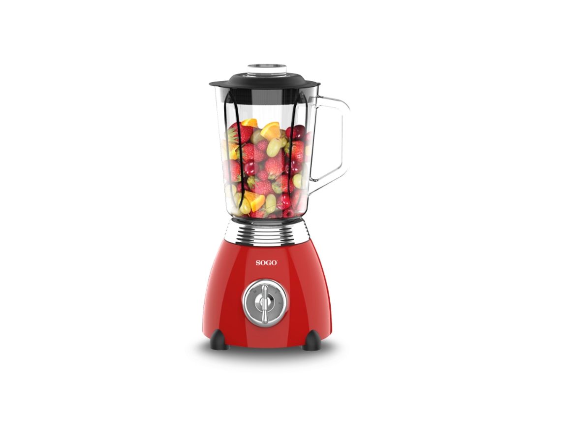 Batidora Vaso Retro SOGO Bat-Ss-5560 500W 1,5L Jarra Cristal Rojo