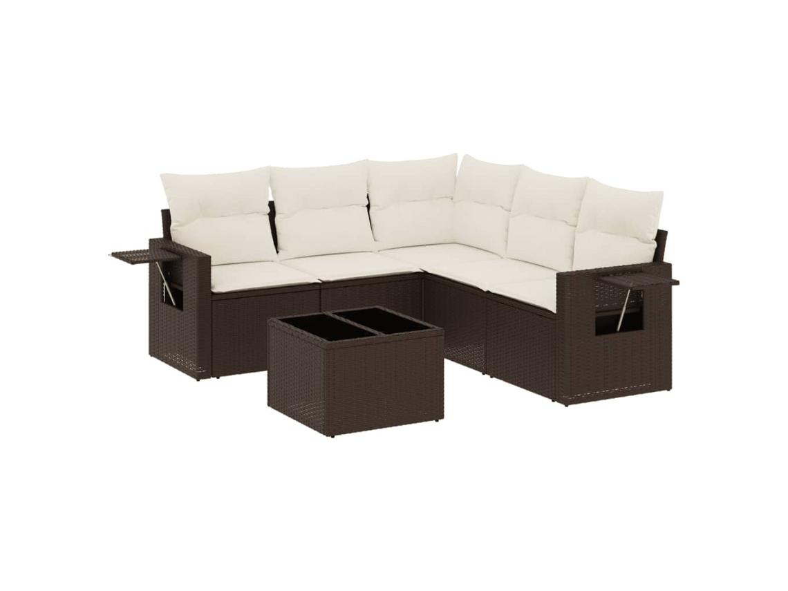 Maison Exclusive - Set Sofás De Jardín 6 Piezas Y Cojines Ratán Sintético Marrón