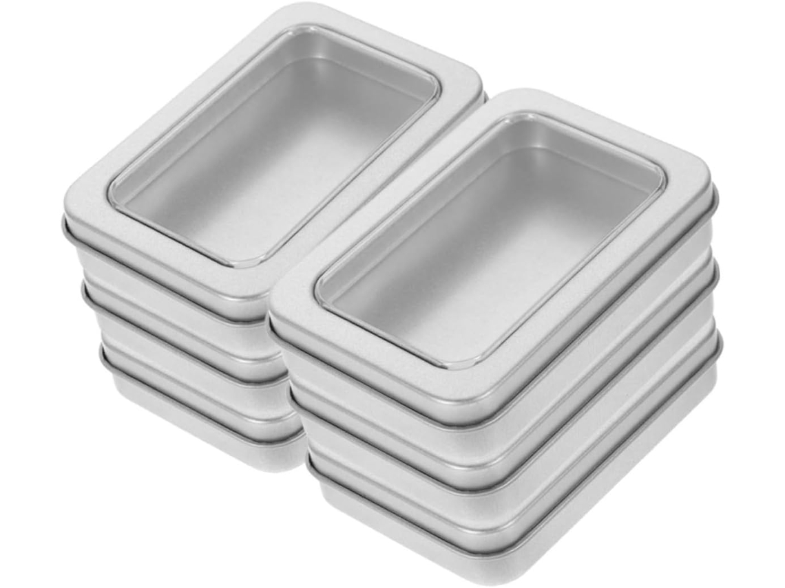 Juego De 6 Cajas Metálicas Rectangulares Para Naipes De 88x60x18 Mm