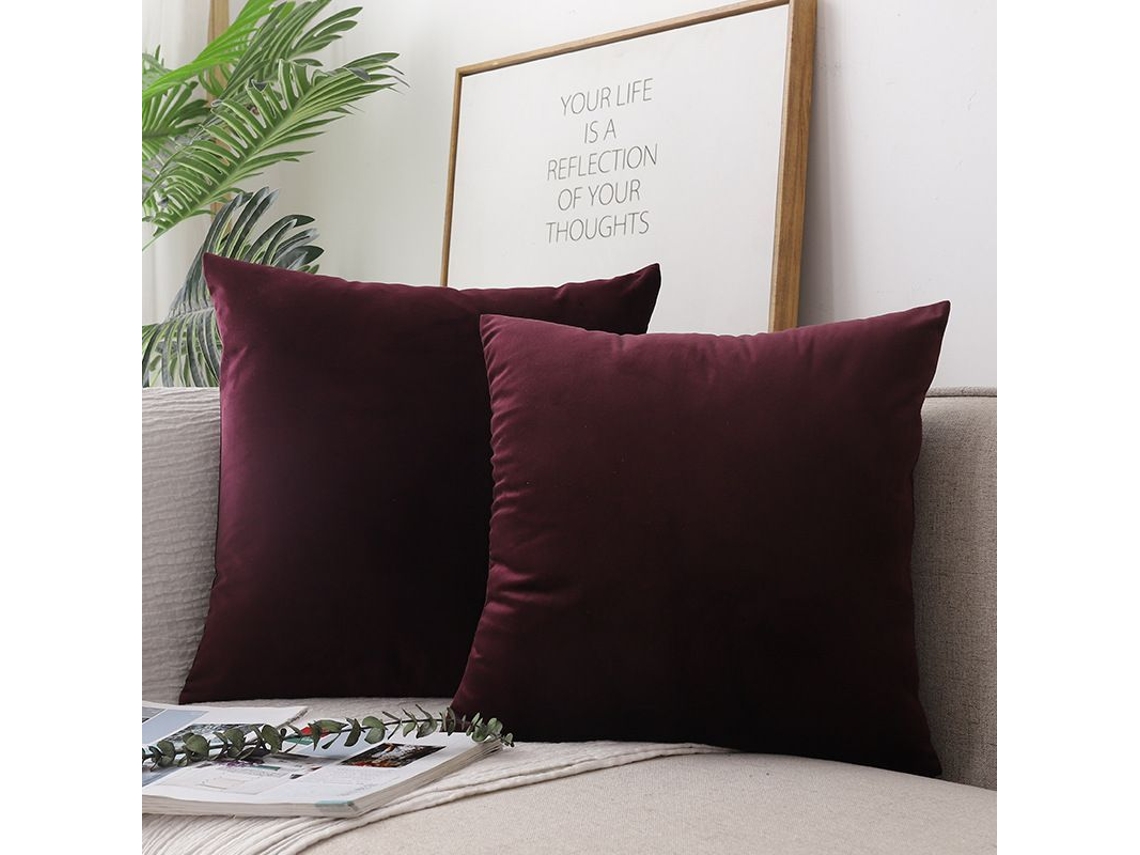 Rebe-funda De Almohada De Terciopelo Suave, Decorativa De Color Sólido, 45x45 Cm, Morado, Sin Relleno, Resistente A Arrugas Y Decoloración